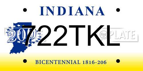 722TKL Indiana License Plate
