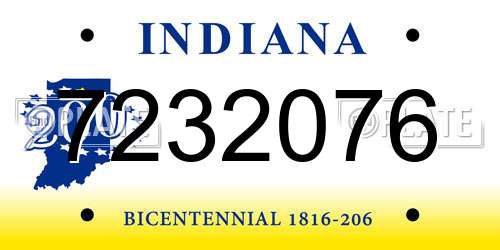 7232076 Indiana License Plate