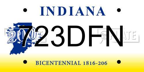 723DFN Indiana License Plate