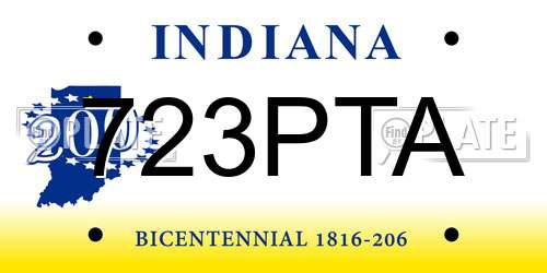 723PTA Indiana License Plate