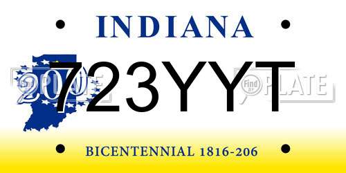 723YYT Indiana License Plate