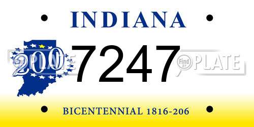 7247 Indiana License Plate