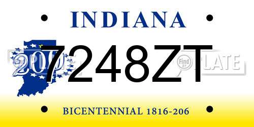 7248ZT Indiana License Plate