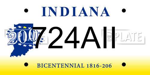 724AII Indiana License Plate