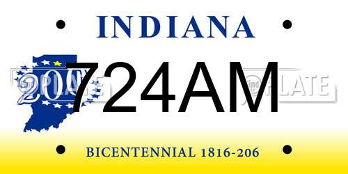 724AM Indiana License Plate