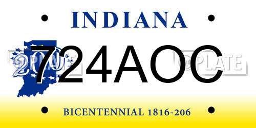 724AOC Indiana License Plate