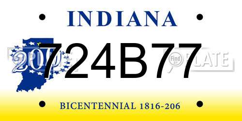 724B77 Indiana License Plate