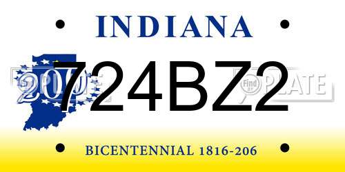 724BZ2 Indiana License Plate