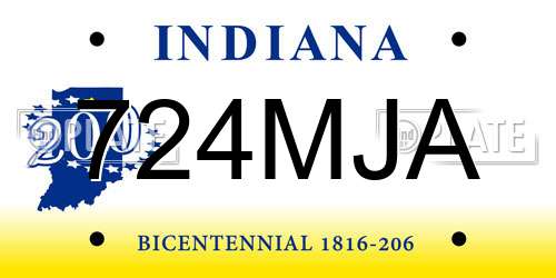 724MJA Indiana License Plate