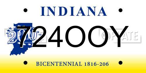 724OOY Indiana License Plate