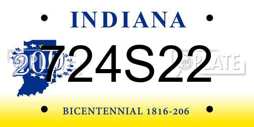 724S22 Indiana License Plate