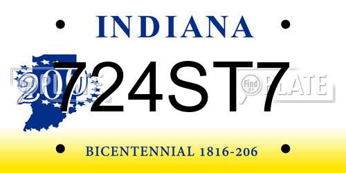 724ST7 Indiana License Plate
