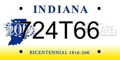 724T66 Indiana License Plate