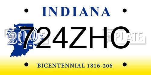 724ZHC Indiana License Plate