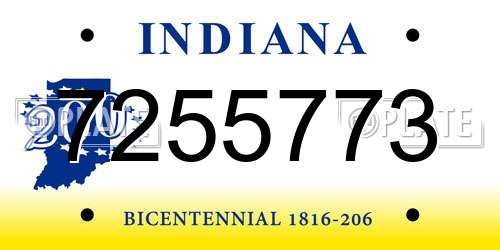 7255773 Indiana License Plate