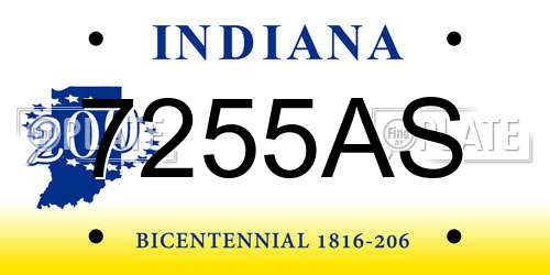 7255AS Indiana License Plate