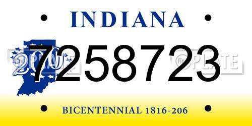 7258723 Indiana License Plate