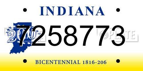 7258773 Indiana License Plate