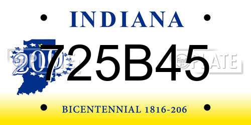 725B45 Indiana License Plate