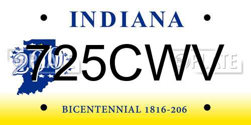 725CWV Indiana License Plate