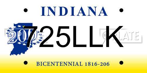 725LLK Indiana License Plate