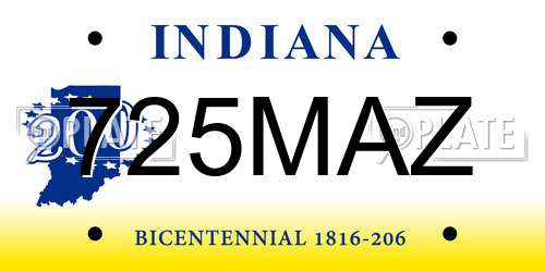 725MAZ Indiana License Plate