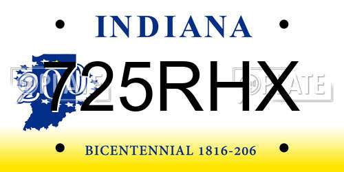 725RHX Indiana License Plate