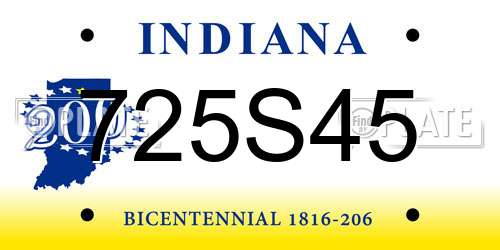 725S45 Indiana License Plate