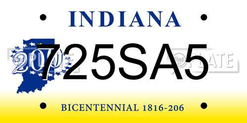 725SA5 Indiana License Plate