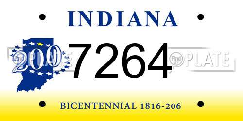 7264 Indiana License Plate