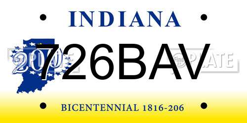 726BAV Indiana License Plate