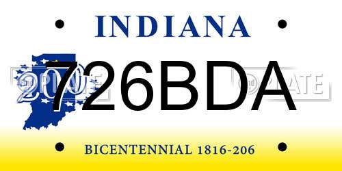 726BDA Indiana License Plate
