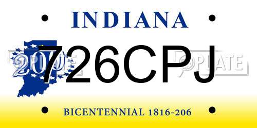 726CPJ Indiana License Plate