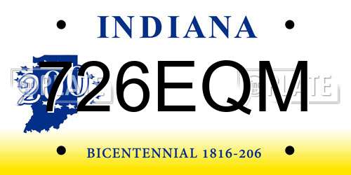 726EQM Indiana License Plate