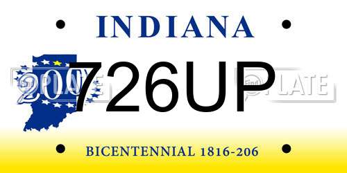 726UP Indiana License Plate