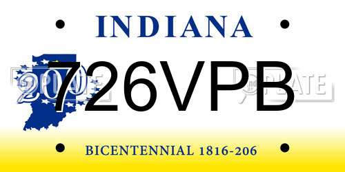 726VPB Indiana License Plate