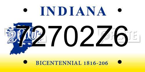 72702Z6 Indiana License Plate
