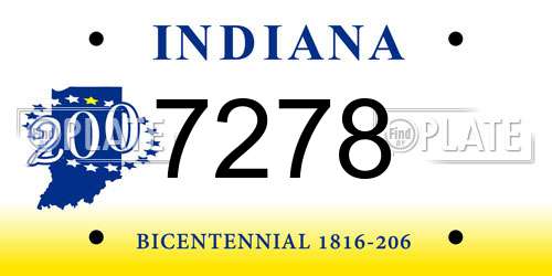 7278 Indiana License Plate