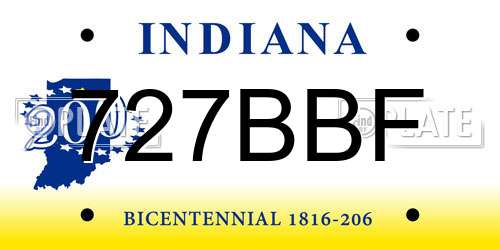 727BBF Indiana License Plate