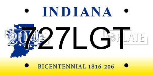 727LGT Indiana License Plate