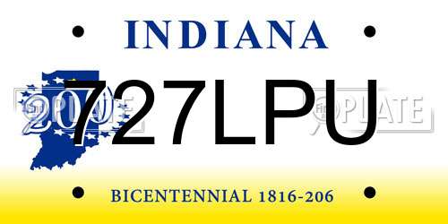 727LPU Indiana License Plate