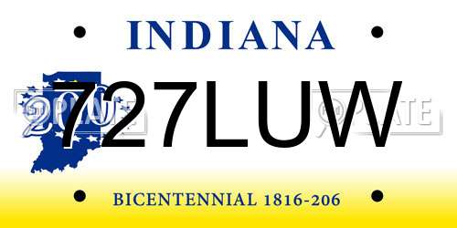 727LUW Indiana License Plate