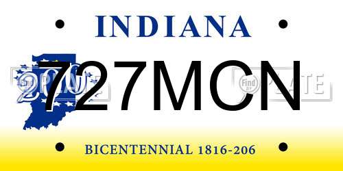 727MCN Indiana License Plate
