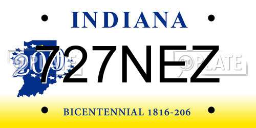 727NEZ Indiana License Plate