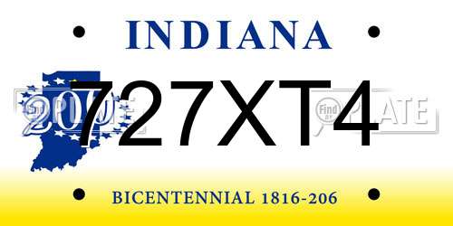 727XT4 Indiana License Plate