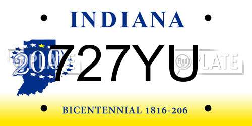 727YU Indiana License Plate