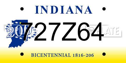 727Z64 Indiana License Plate