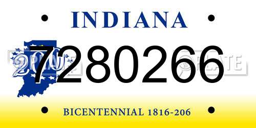7280266 Indiana License Plate