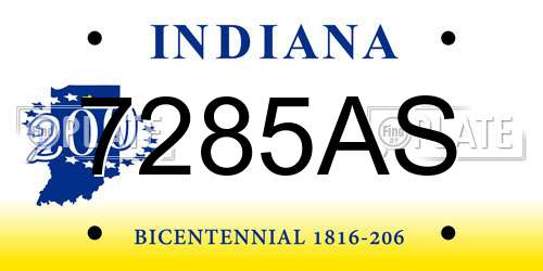7285AS Indiana License Plate
