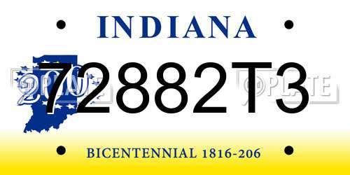 72882T3 Indiana License Plate